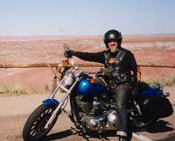 Noel at The Painted Desert, on Route 66. USA, 2002.
